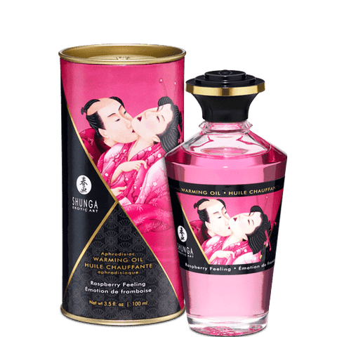 Shunga Massage Oil Aphrodisiac Warming Oil 100 ml (3.5 oz) -  Raspberry