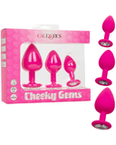 CalExotics Butt Plug Cheeky Gems 3 Piece Silicone Butt Plug with Gemstone Set - Pink