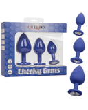 CalExotics Butt Plug Cheeky Gems 3 Piece Silicone Butt Plug with Gemstone Set - Purple