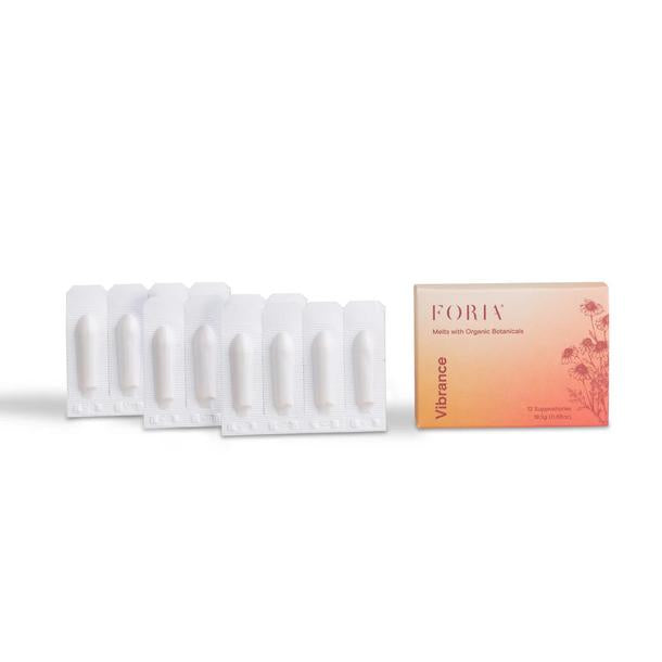 FORIA Vibrance Vaginal Moisturizing Melts with Organic Botanicals - 12 suppositories