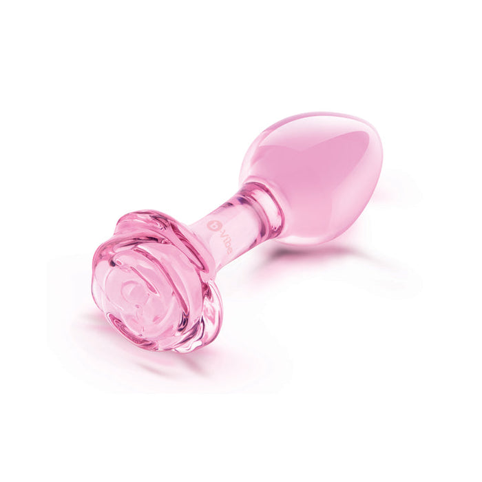 Pink Roses Glass Butt Plugs in 2 Sizes