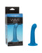 Packaging and product display of the CalExotics Wave Rider Ripple First Time G-Spot and Prostate Silicone Dildo, a blue liquid silicone suction cup harness-compatible dildo, shown beside its open box.