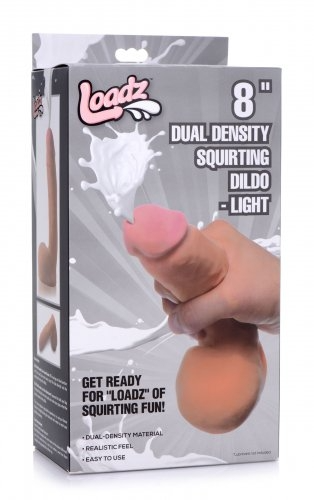 Loadz Squirting 8 Inch Vanilla Tone Dildo - Squeeze and Squirt