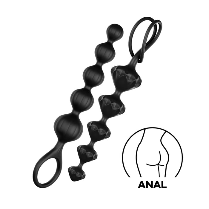 Satisfyer Black Silicone Anal Beads Set of 2