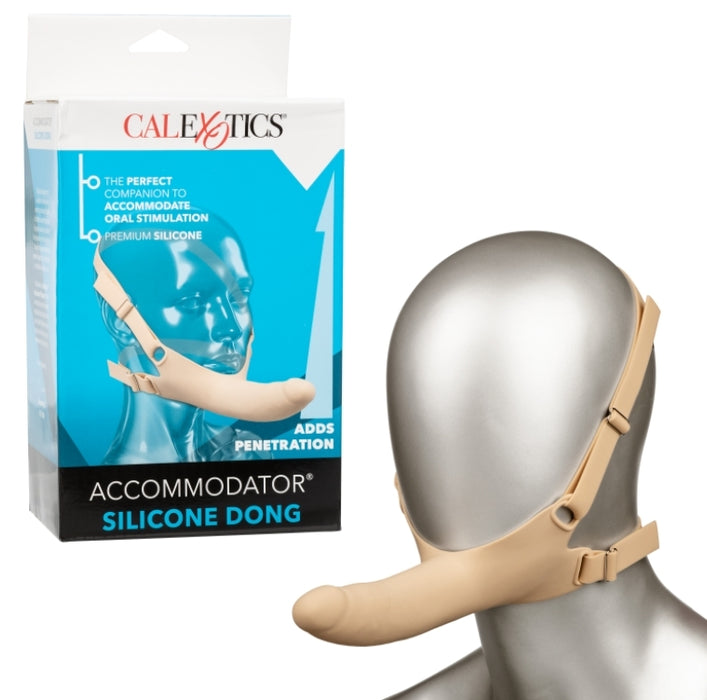 The Accommodator Silicone Chin Strap Dildo - Vanilla