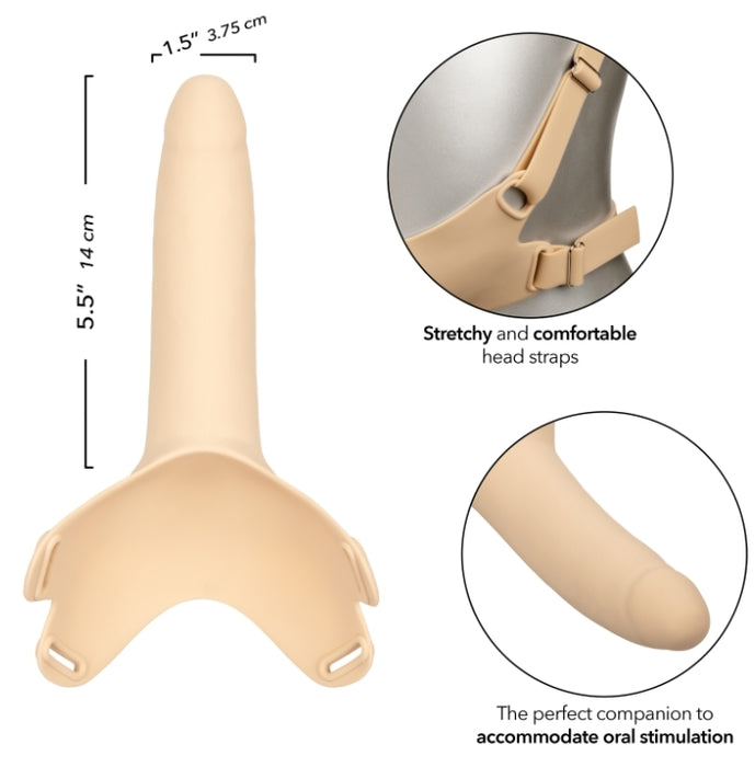 The Accommodator Silicone Chin Strap Dildo - Vanilla