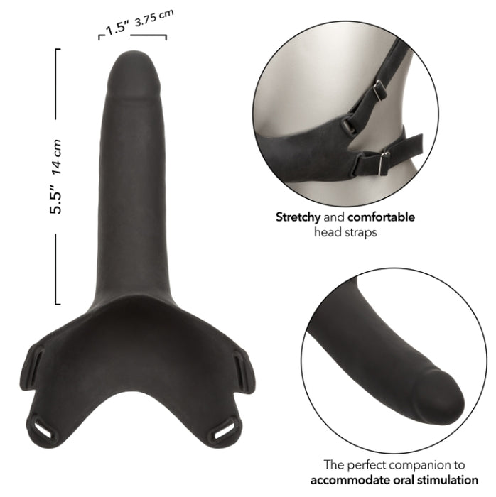 The Accommodator Silicone Chin Strap Dildo - Black