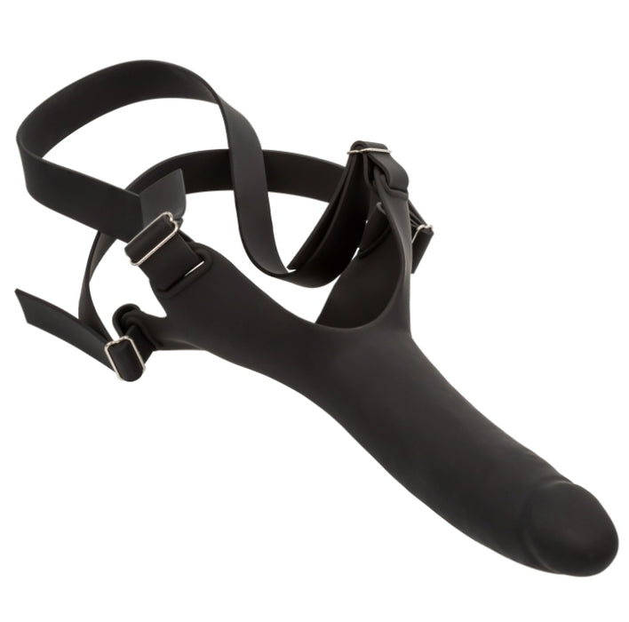 The Accommodator Silicone Chin Strap Dildo - Black