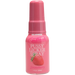 A pink bottle of GoodHead Pussy Licker Spray Strawberry (1 fl. oz.) features a strawberry illustration, has a lickable strawberry flavor, and uses a water-based formula.