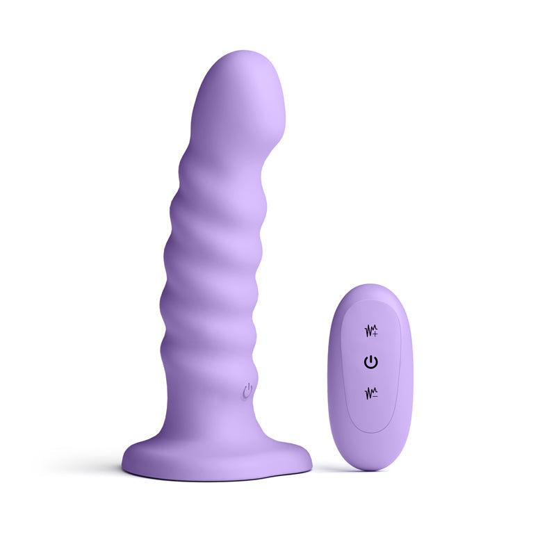 Colours Ribbed 6 Inch Vibrating Purple Dildo with Remote