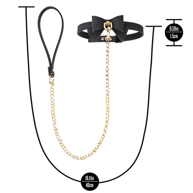 Temptasia Ardor - Silicone Collar & Leash - Black with Bow