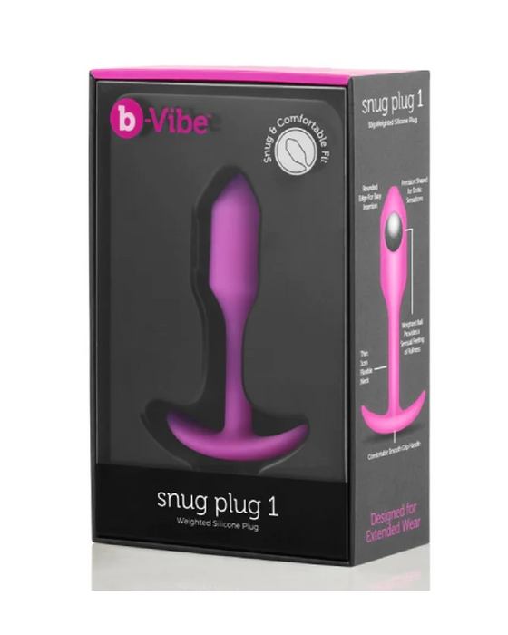 B-vibe Snug Plug 1 Weighted Silicone Butt Plug - 55 grams - Fuchsia