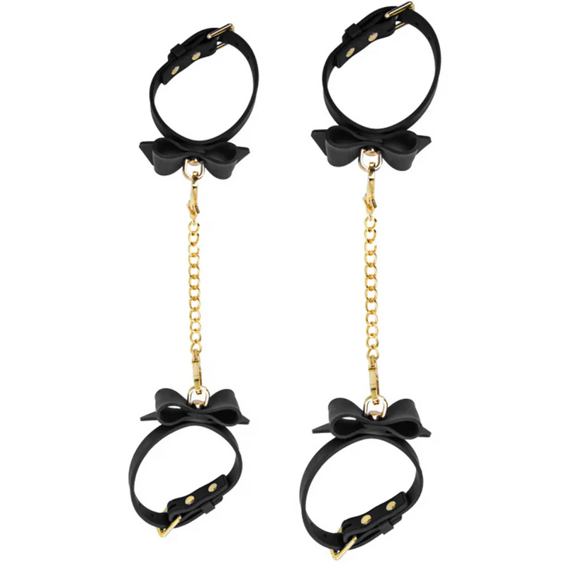 Temptasia Ardor - Silicone Wrist & Ankle Restraints - Black with Bow