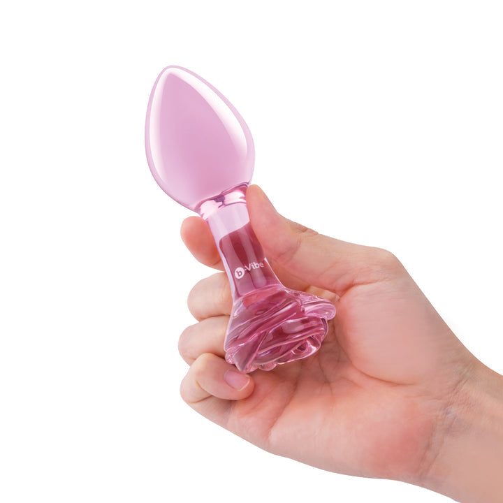 Pink Roses Glass Butt Plugs in 2 Sizes