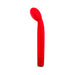 The Sexy Things Beginner Slim G-Spot Vibrator, a red curved toy with a rounded tip, stands upright against a plain white background.