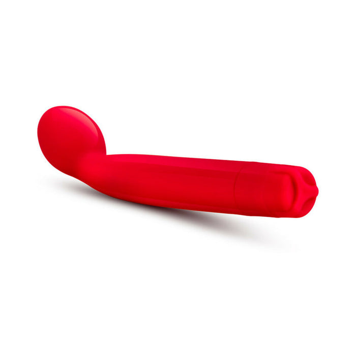 The Sexy Things Beginner Slim G-Spot Vibrator is a red silicone vibe with a curved tip, designed for beginners and shown against a white background.