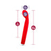 The Sexy Things Beginner Slim G-Spot Vibrator is a red, curved waterproof vibe with labeled measurements: 8.5" long, 7" insertable, 1.5" tip width, and 4.5" girth. Sleek and upright on a white background.