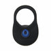 The Cock Armor Vibrating Cock Ring and Penis Support is a black, oval-shaped silicone ring with a central circular blue indicator light, displayed against a white background.