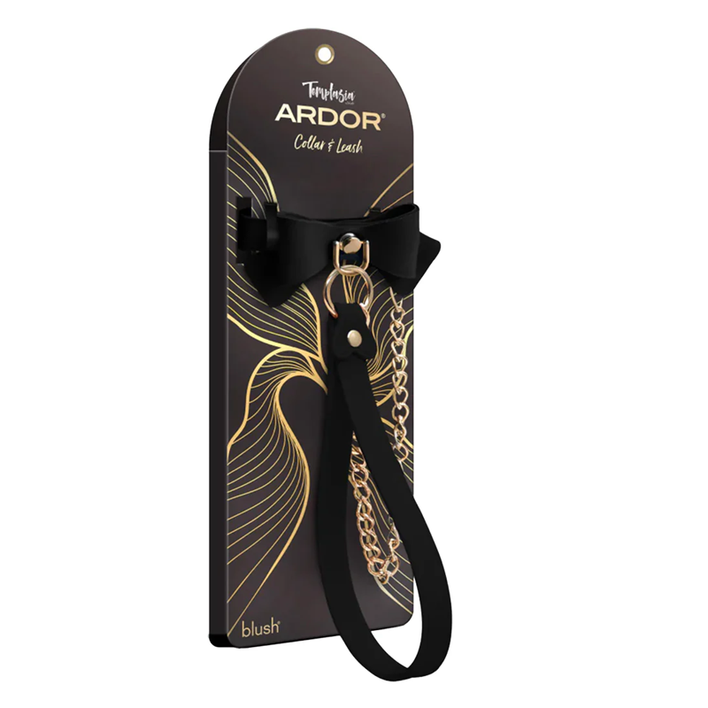 Temptasia Ardor - Silicone Collar & Leash - Black with Bow