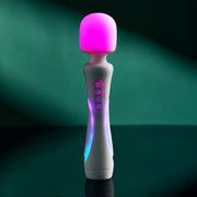 White Illumination Wand LED vibrator with a glowing pink head and rainbow light-up handle.