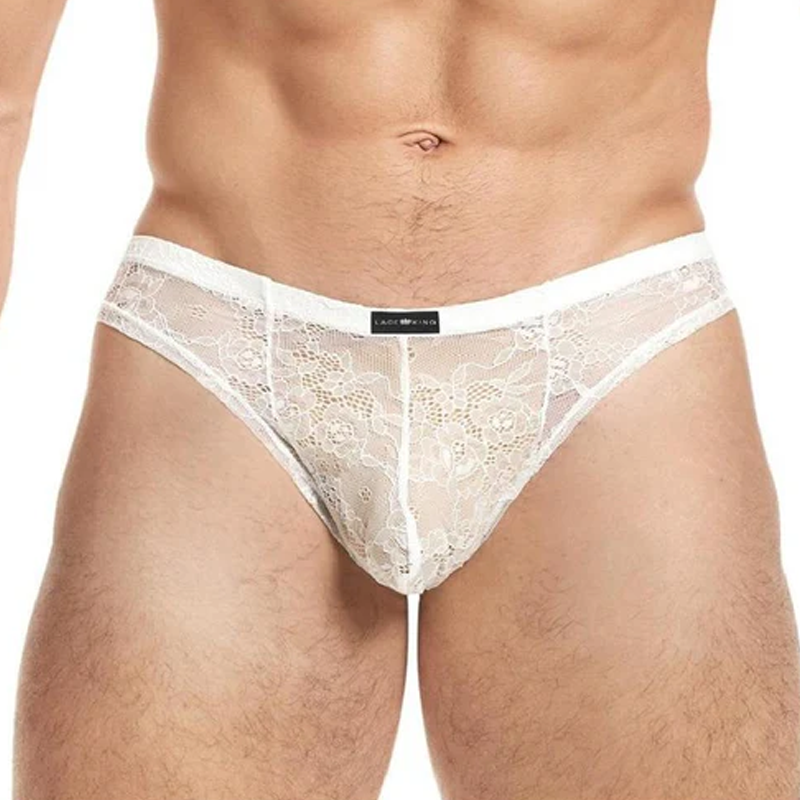 White Lace Low Rise Brazilian Bikini