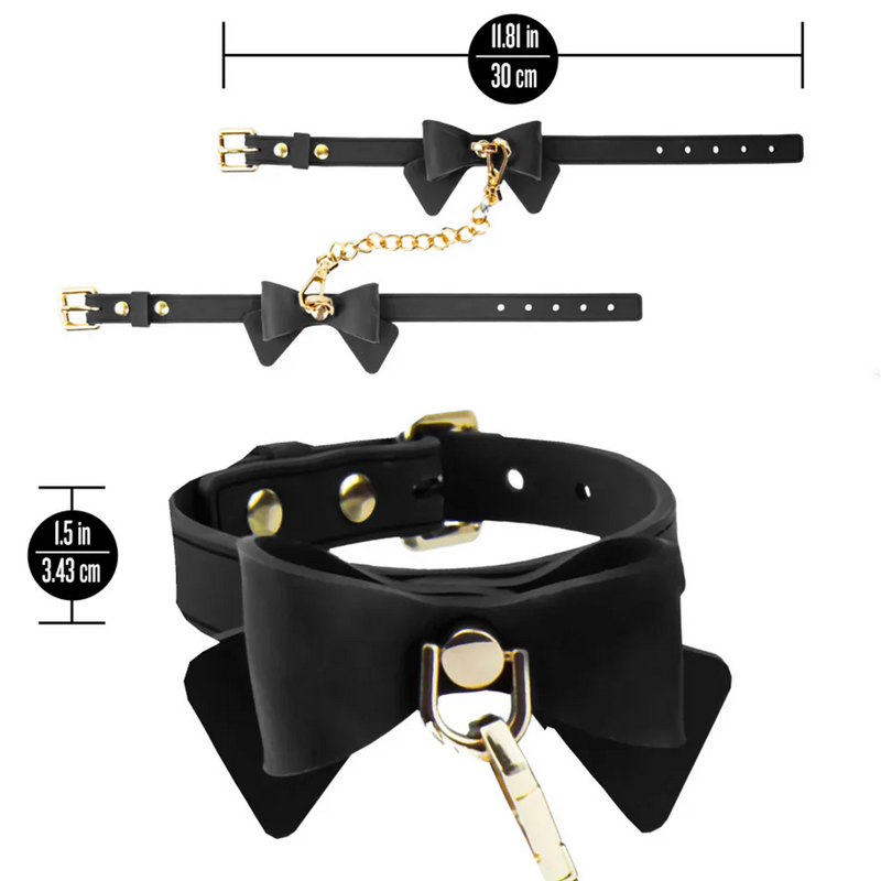 Temptasia Ardor - Silicone Wrist & Ankle Restraints - Black with Bow