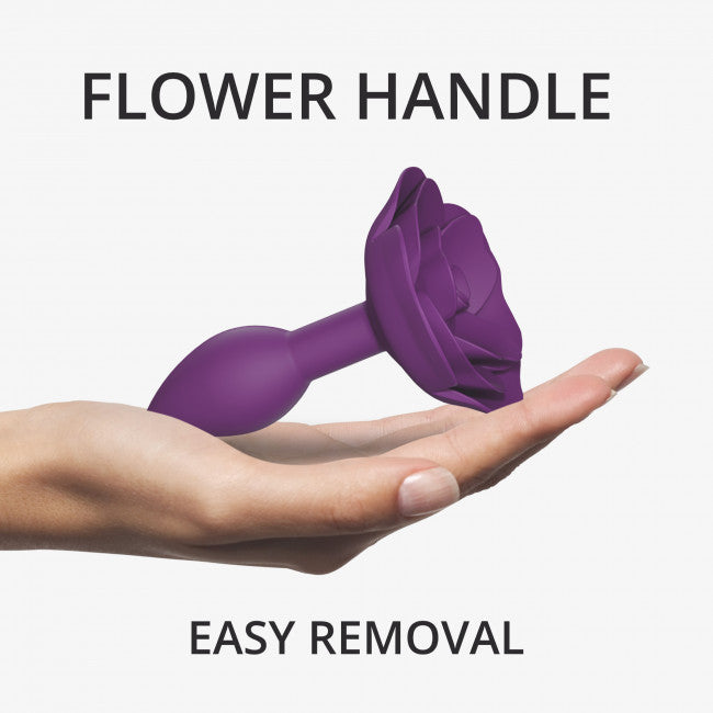 Open Roses Small Silicone Anal Plug - Purple