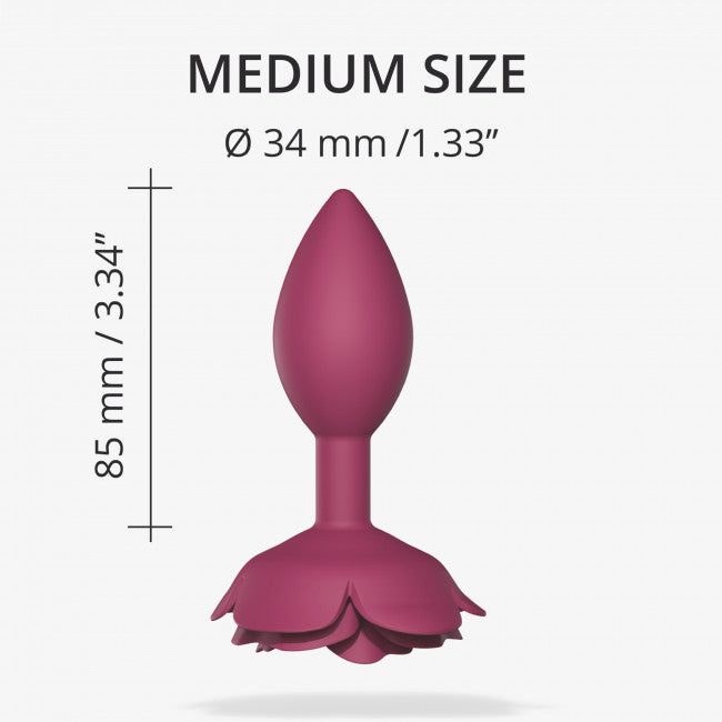 Open Roses Medium Silicone Anal Plug - Plum