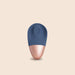 The Arouser Pulsating External Stimulator is a small, oval device with a blue silicone top and metallic rose gold bottom, standing upright on a beige background.