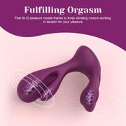 Purple M-shaped Swirlii vibrator with visible internal rotating pleasure points and external arm.