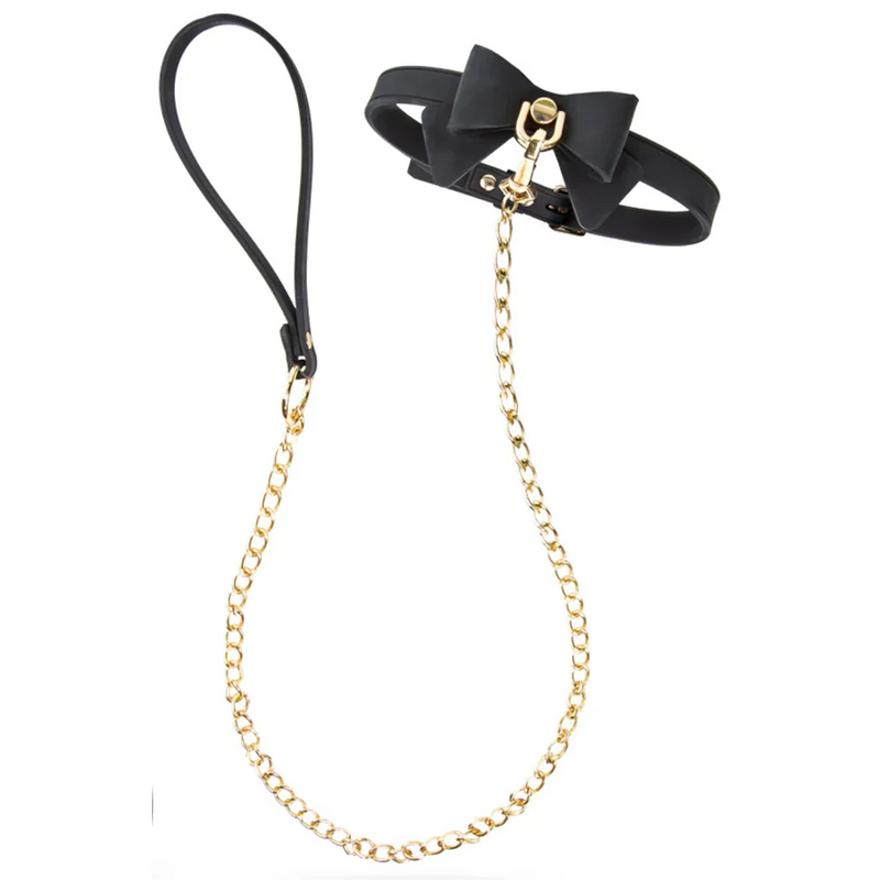 Temptasia Ardor - Silicone Collar & Leash - Black with Bow