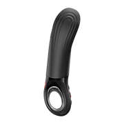 Black silicone Fun Factory MANTA vibrating penis stroker with open-wing design and textured interior.