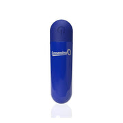 The Screaming O Powerful Rumbly Rechargeable Blue Bullet Vibrator is a small, blue, cylindrical vibrator with a rounded top and white "Screaming O" text, standing upright against a white background. It's waterproof for versatile use.