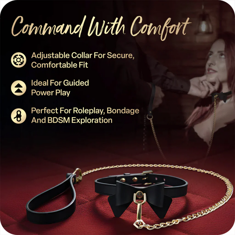 Temptasia Ardor - Silicone Collar & Leash - Black with Bow