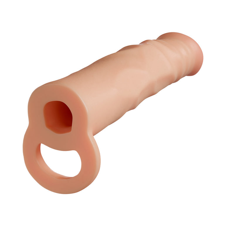 Fortitude 2.5 inch Silicone Penis Extender with Ball Strap - Vanilla (Damaged Box)