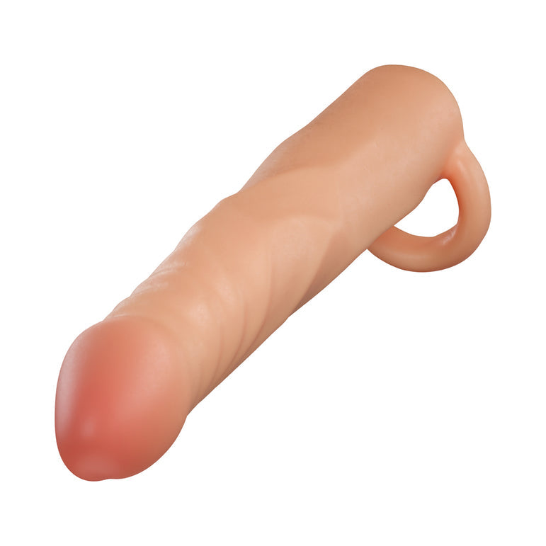 Fortitude 2.5 inch Silicone Penis Extender with Ball Strap - Vanilla (Damaged Box)