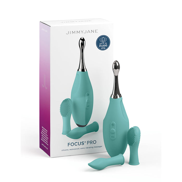 Jimmyjane Focus Pro Pinpoint Tip Clitoral Vibrator with 2 Head Attachments