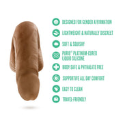 A close-up of the URSELF 5 Inch Chocolate Silicone Packer Dildo, crafted from body-safe platinum-cured silicone for a realistic feel.