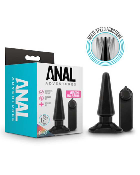 Blush Novelties Butt Plug Anal Adventures Basic Vibrating Anal Pleaser - Black