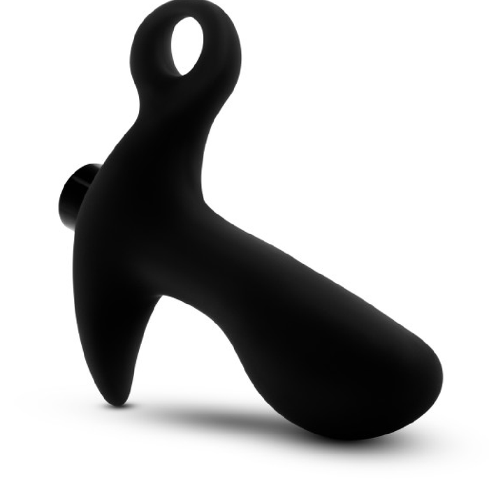 Blush Novelties Butt Plug Anal Adventures Silicone Vibrating Prostate Massager with Loop - Black