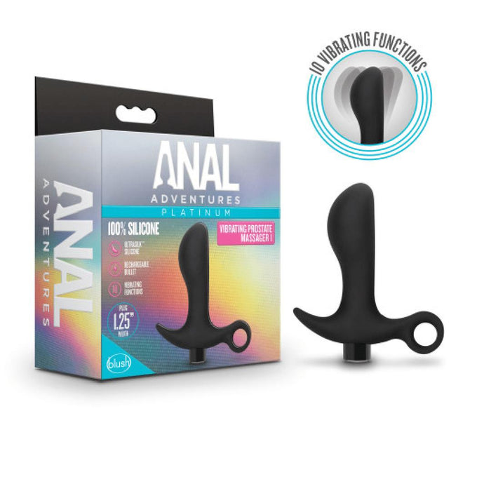 Anal Adventures Silicone Vibrating Prostate Massager with Loop