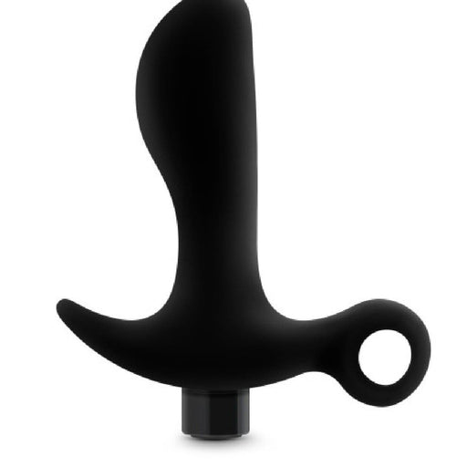 Blush Novelties Butt Plug Anal Adventures Silicone Vibrating Prostate Massager with Loop - Black