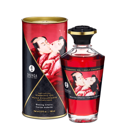 Shunga Massage Oil Aphrodisiac Warming Oil 100 ml (3.5 oz) - Blazing Cherry