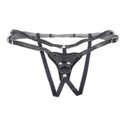 Aurora High Waisted Adjustable Vegan Black Leather Strap on Harness