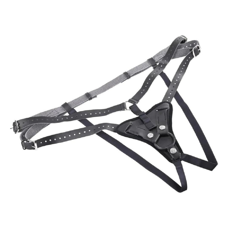 Aurora High Waisted Adjustable Vegan Black Leather Strap on Harness