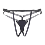 Aurora High Waisted Adjustable Vegan Black Leather Strap on Harness