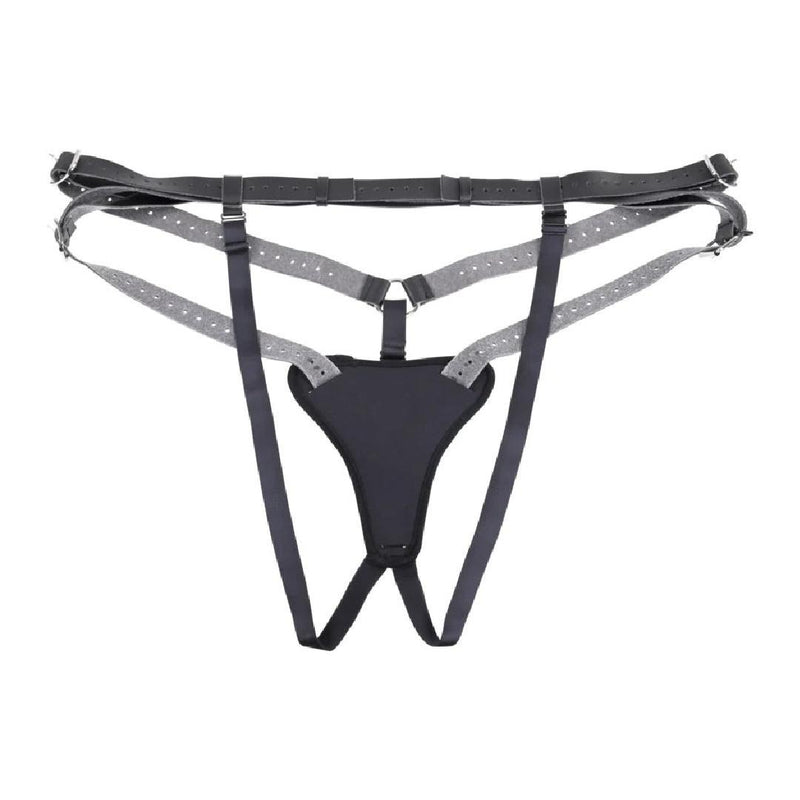 Aurora High Waisted Adjustable Vegan Black Leather Strap on Harness