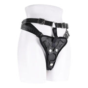 Aurora High Waisted Adjustable Vegan Black Leather Strap on Harness