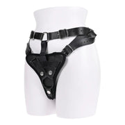 Aurora High Waisted Adjustable Vegan Black Leather Strap on Harness
