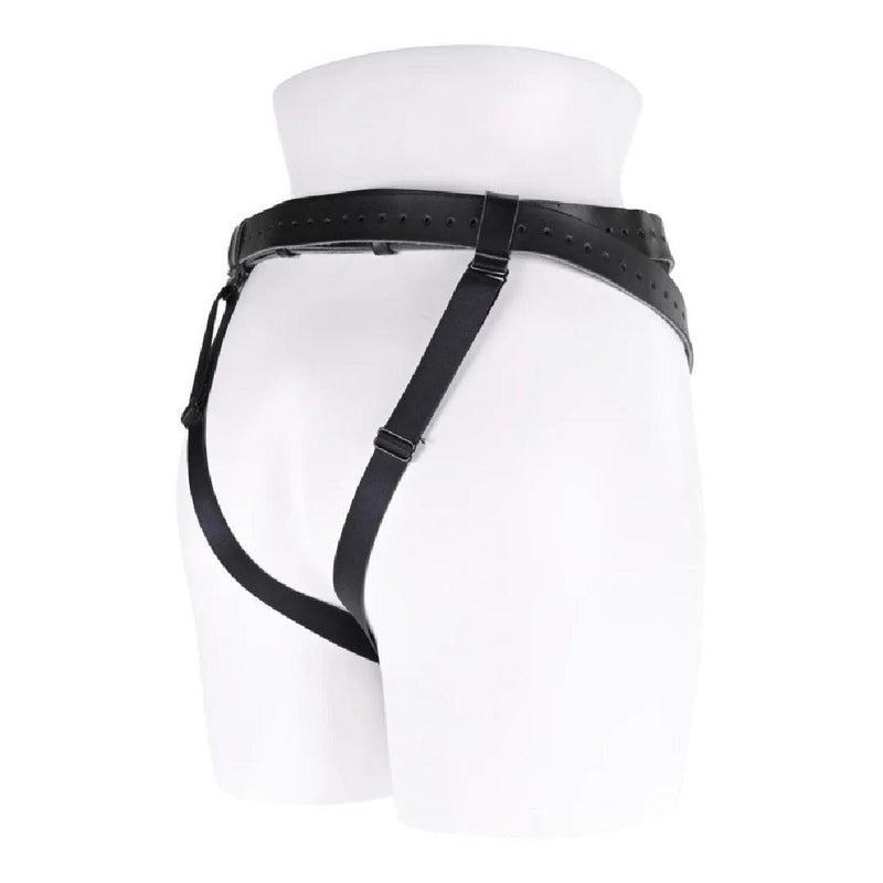 Aurora High Waisted Adjustable Vegan Black Leather Strap on Harness